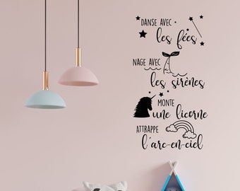 Wall decal dances with fairies, swims with mermaids, rides a unicorn, catches the rainbow! gst and QST included