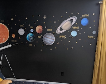 Planets, moon and stars, solar system wall sticker