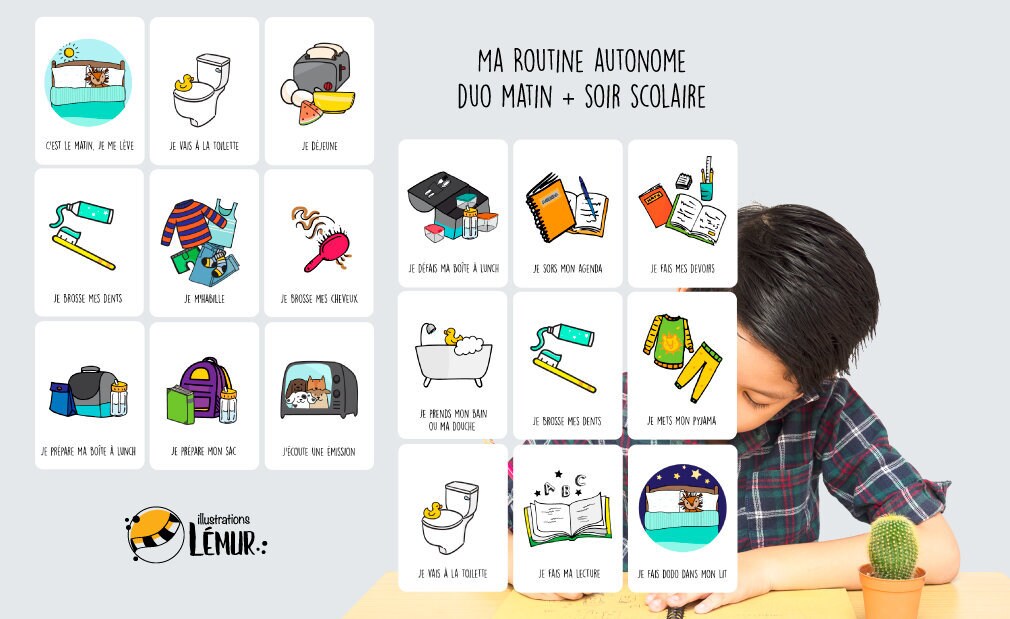 Ma Routine Scolaire Autonome Autocollants Repositionnables Etsy