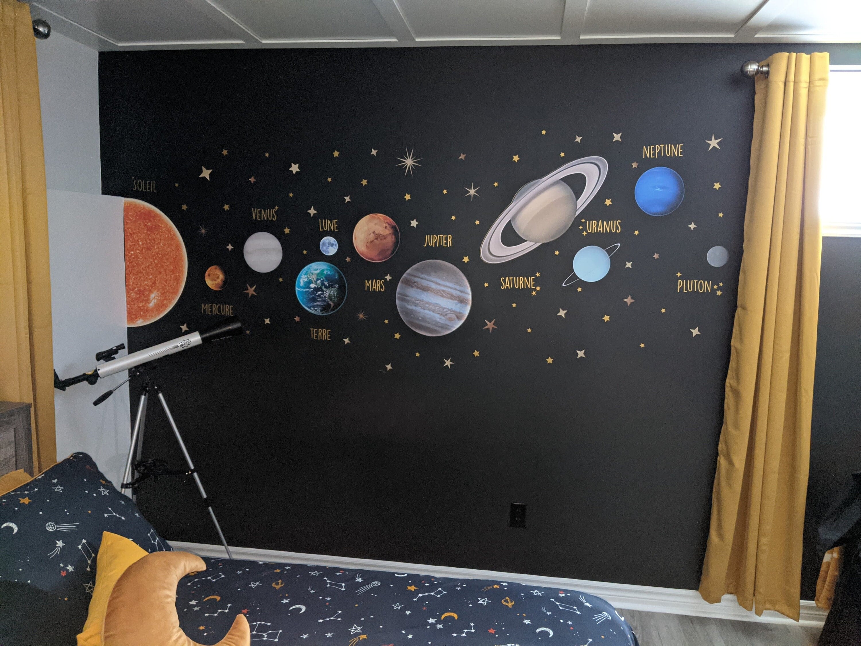 Plafond d'étoiles phosphorescentes, système solaire planète lune étoiles  phosphorescentes stickers muraux pour enfants