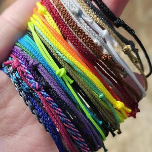 Micro Adjustable Sliding Knot, Ultra Thin Paracord Custom Color Bracelet Minimalist Anklet Cuff Men and Women Jewelry Stackable Lightweight