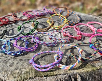 Patterned Adjustable Sliding Knot, Paracord Custom Color Bracelet Sets Minimalist Anklet Cuff Men and Women Jewelry Stackable Lightweight