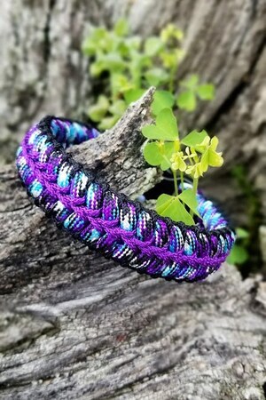 Paracorde De Survie Avec Mousqueton - Lot De 5 - Couleur Camouflage Bleu Violet - Pour Rando, Camping, Sac à Dos