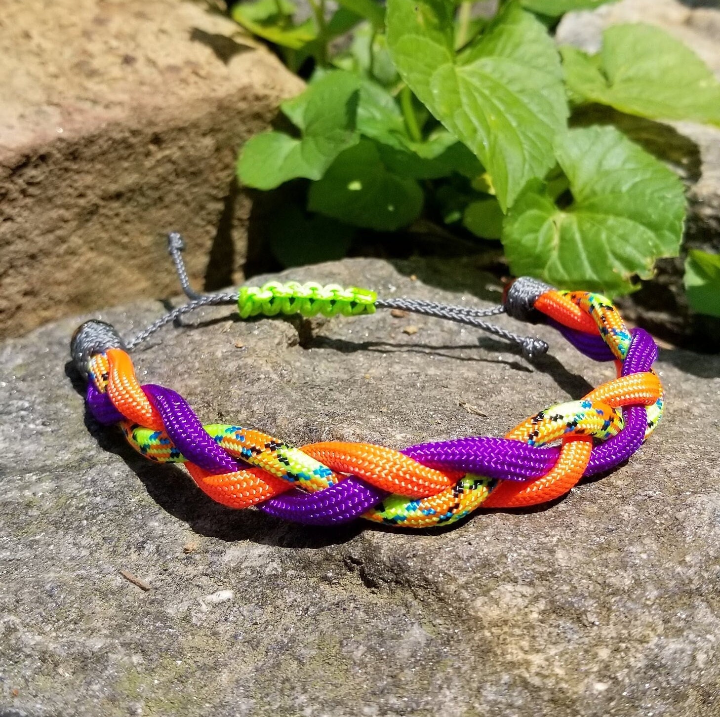 Adjustable Minimalist 550 Paracord Micro Cord Mystery Braided Bracelet One Size Fits All Purple Orange Neon Green Charcoal Gray
