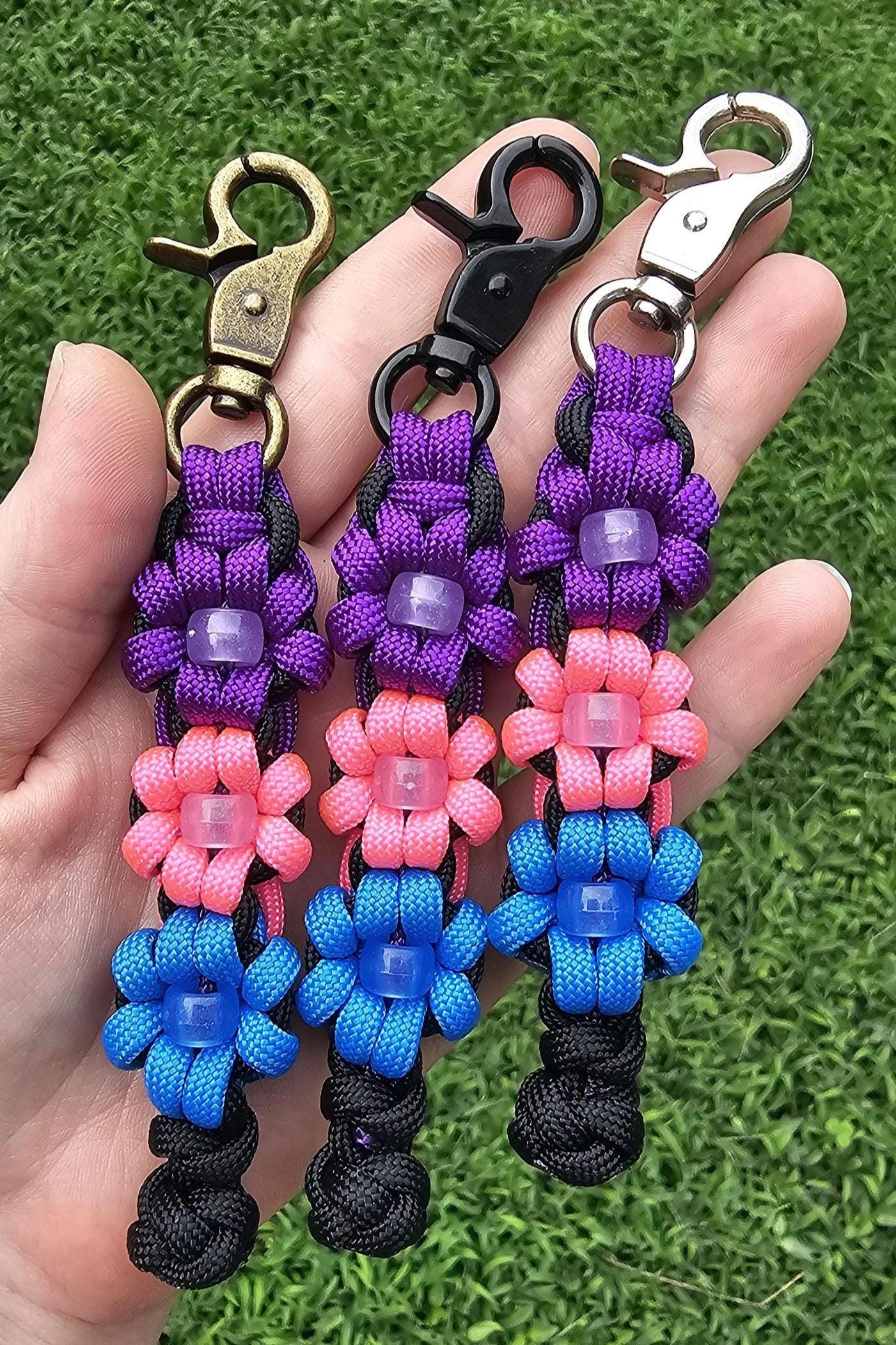 Daisy Flower Keychain, Glow in the Dark Accessory Pink Purple Blue