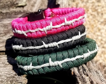 Barbed Wire Stitched Fishtail Woven 550 Paracord Survival Bracelet