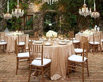 108/"round Champagne Gold Sequin Tablecloth for wedding or party