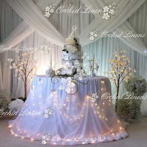 Conjunto de toalha de mesa Cinderela com luzes, saia de mesa Cinderela, casamento Cinderela, saia de mesa Cinderela,