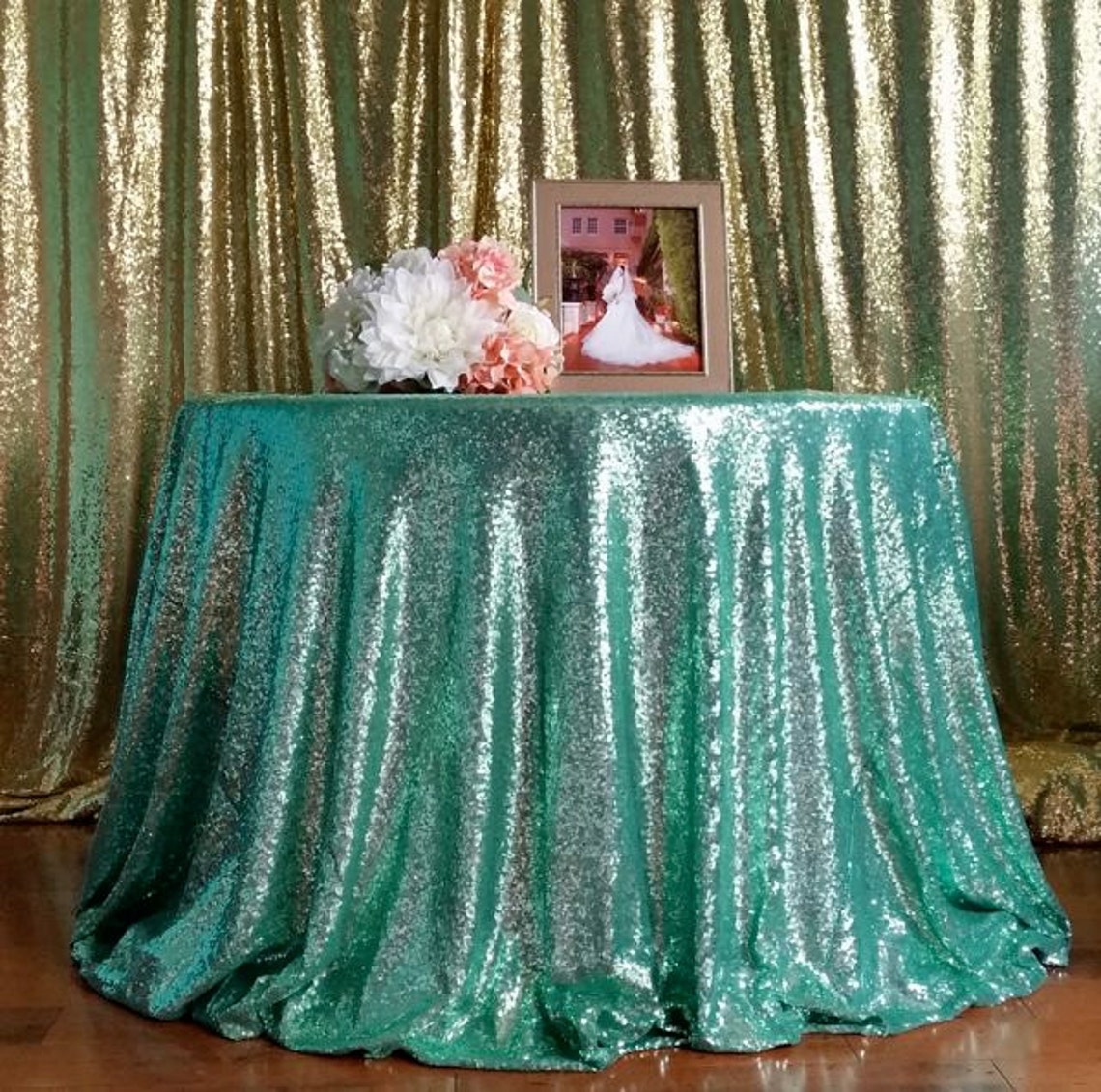 Sparkly Mermaid Mint Sequin Tablecloth, Mint Green Sequin Tablecloth