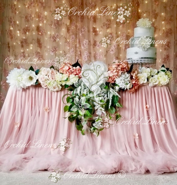 Blush Floating Chiffon tulle Tablecloth Tulle Chiffon Table