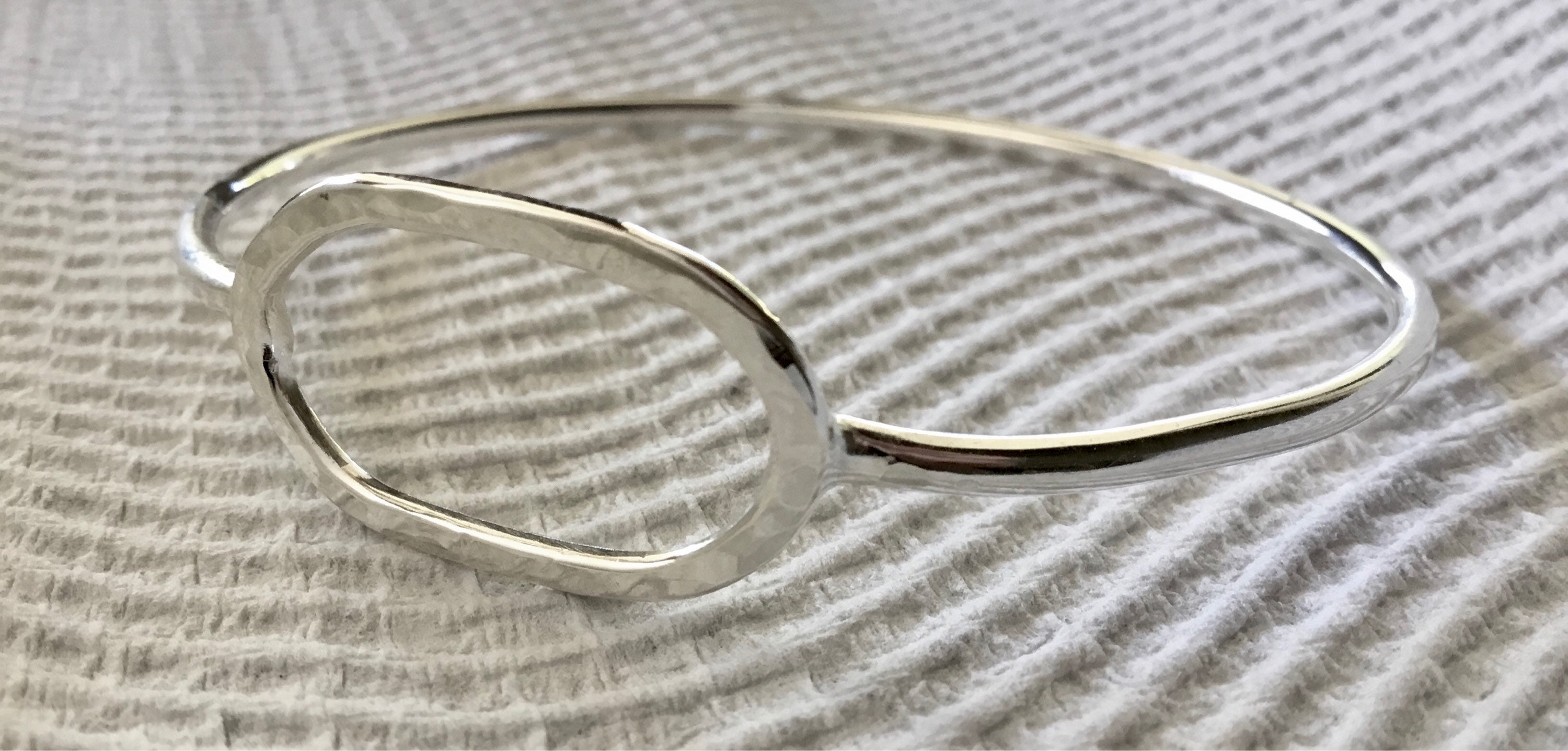 Oval Bracelet,hand Made Sterling Silver Bangle , Circle