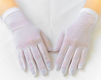 Vintage wedding gloves, bridal gloves, White finger gloves 14