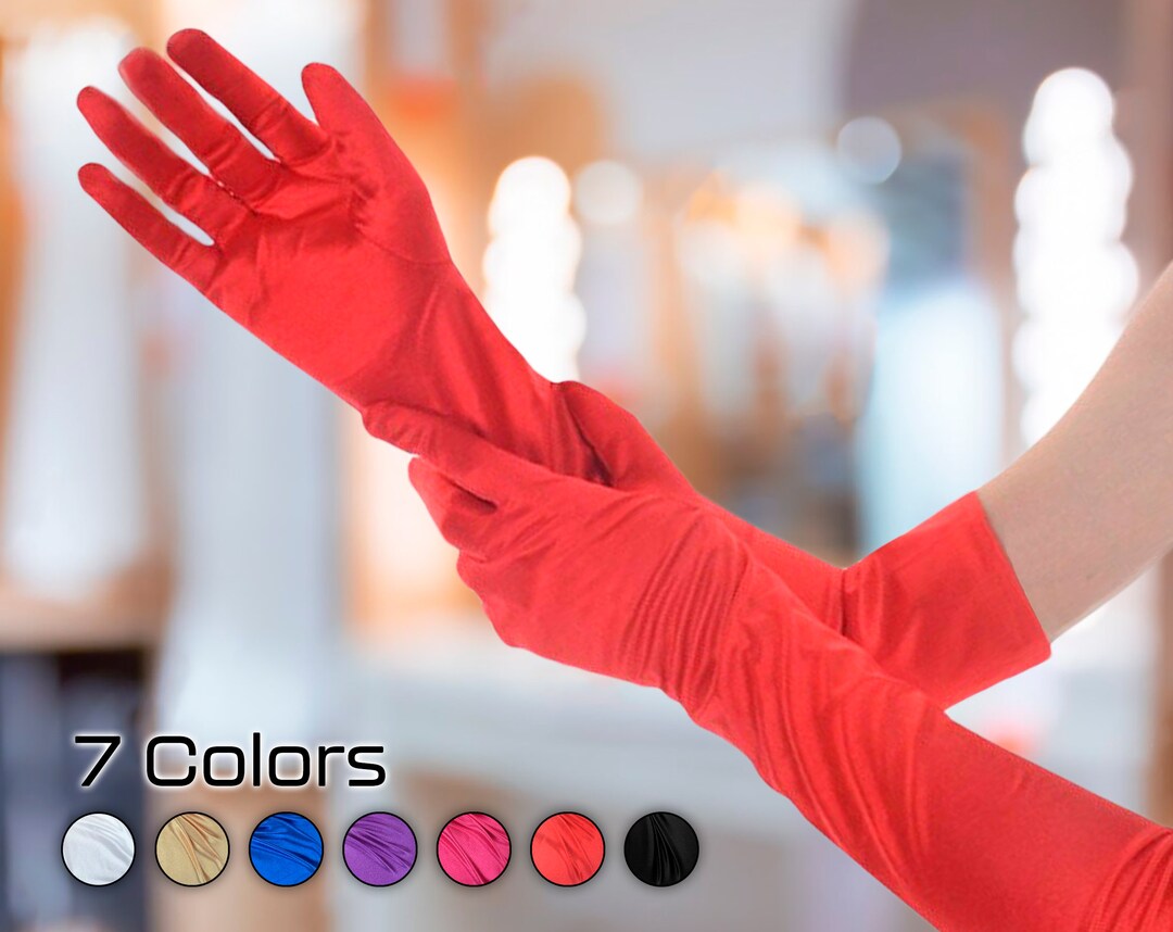 21inch Long Red Gloves Satin Opera Gloves Evening Gloves Party Gloves Prom Gloves Wedding