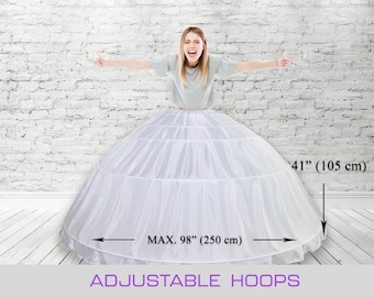 Wedding Crinoline 98" | Hoop Skirt | Ball Gown Skirt | Crinoline Skirt | Petticoat Skirt | Crinoline Petticoat | Underskirt Petticoat