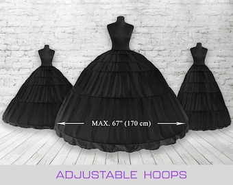 Ball Gown Crinoline Petticoat, Black Hoop Skirt, Plus Size, Wedding Dress, Prom Dress