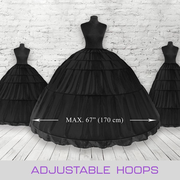 Robe de bal Crinoline Jupon, Jupe Cerceau Noir, Taille Plus, Robe de mariée, Robe de bal