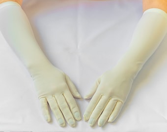 Vintage Elbow Gloves, bridal gloves, ivory gloves, long gloves 12