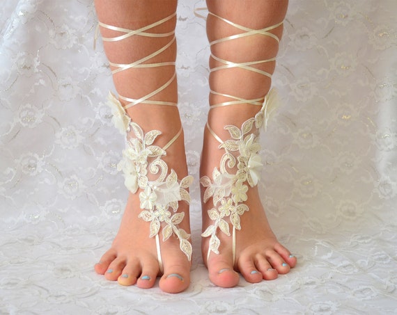 Bridal Sandals | barefoot sandals beach wedding, wedding shoes, bridal lace shoes, wedding party, barefoot sandles 01