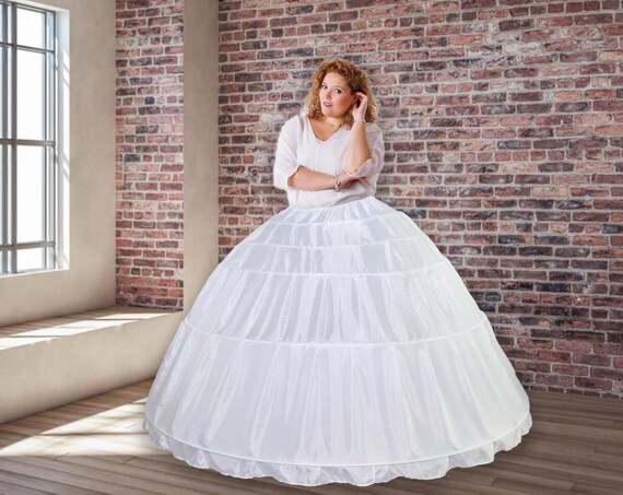 Womenu2019s 6 Hoop Skirt A - Line Floor Length Petticoat Slips Underskirt Crinoline Wedding Dress Ball Gown P 170042990