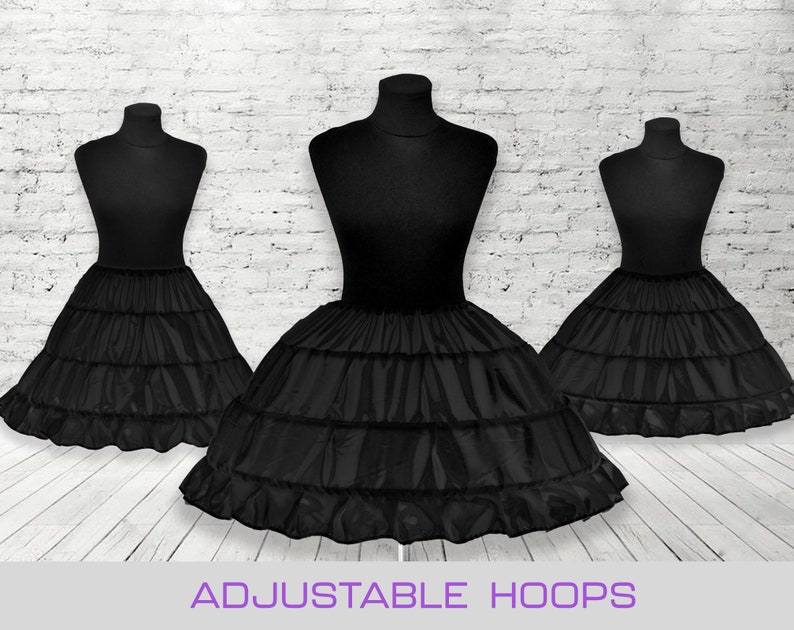 Short Petticoat Hoop Skirt for Cosplay Dress Crinoline Petticoat Lolita Petticoat Black