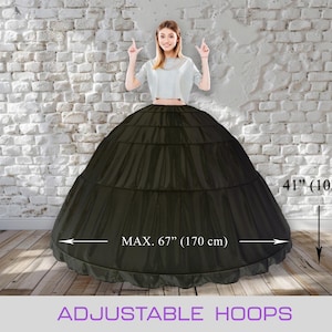 Ball Gown Crinoline Petticoat, Black Hoop Skirt, Plus Size, Wedding Dress, Prom Dress
