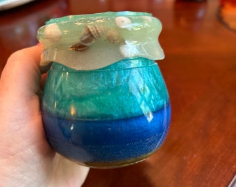 Resin stash jar with screw-on lid. Great for storing jewelry, coins, keys, paper clips, etc.