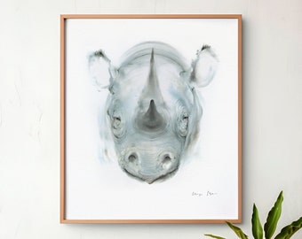 Rhino - Rhino - art print - poster - poster - animal watercolor by Klaus Meyer-Gasters - fine art print - handmade print - limited - 50x60