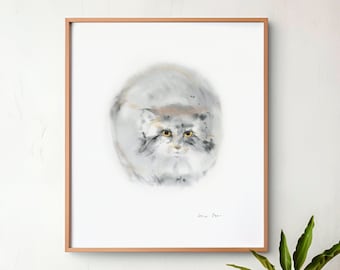 Cat - Manul - Cat - art print - poster - poster - animal watercolor Klaus Meyer-Gasters - fine art print - handmade print - limited - 50x60