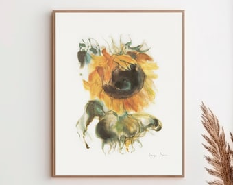 Sunflower – art print – poster – plant watercolor by Klaus Meyer-Gasters – fine art print – handmade print – limited – 50x60