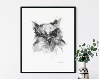Uhu - Owl - Owl - art print - poster - poster - animal - ink by Klaus Meyer-Gasters - fine art print - handmade print - limited - 50x60