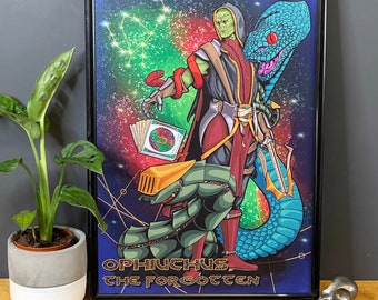 D&D - Ophiuchus Star Sign Hero Warlock - A4 Fine Art Print