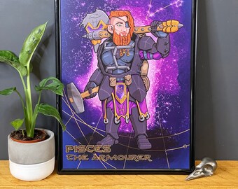 D&D - Pisces Star Sign Hero Paladin - A4 Fine Art Print