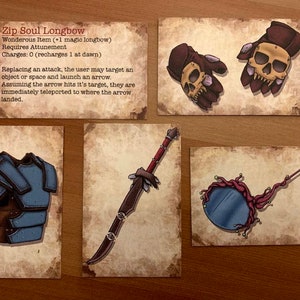 D&amp;D Magic Item Card - Set Full Colour Print - 15 Enchanted Treasures - Etsy