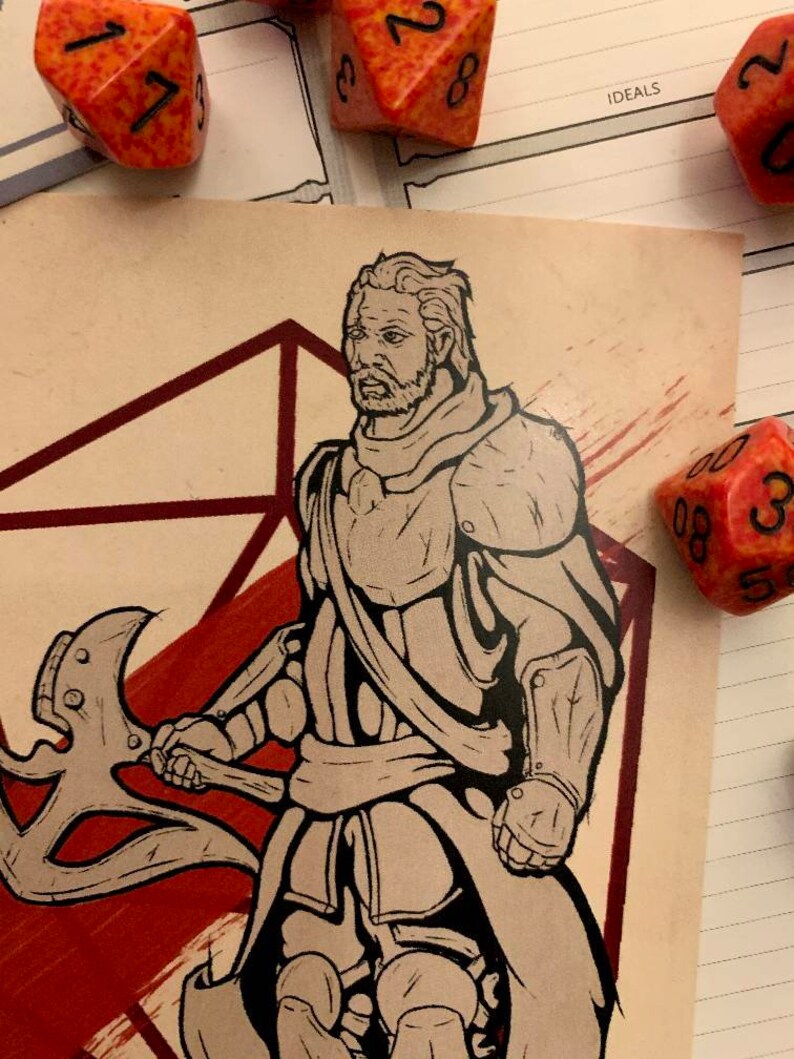 D&amp;D Fighter A6 Fine Art Postcard Print - Etsy