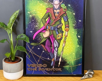 D&D - Virgo Star Sign Elven Artificer - A4 Fine Art Print