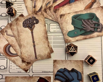 D&D Magic Item Card - Set Full Colour Print - 15 Enchanted Treasures