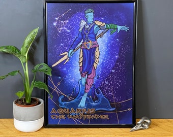 D&D - Aquarius Star Sign Hero Druid - A4 Fine Art Print