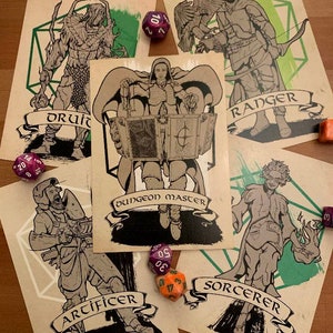 D&d - Costruisci un gruppo, 5 X A6 Stampe cartoline per personaggi fine Art