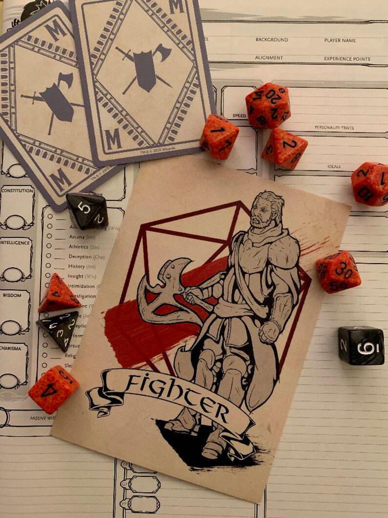 D&amp;D Fighter A6 Fine Art Postcard Print - Etsy