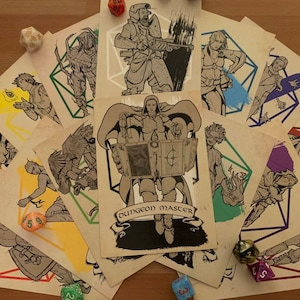 Les 14 classes de personnages D&D - Fine Art Postcard A6 - ENSEMBLE COMPLET