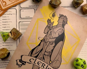 D&D - Cleric - A6 Fine Art Postcard Print