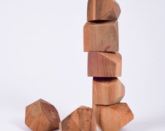Tumi Ishi Wood Rocks, Balancing Stone Stacking Natural Wood Blocks, Balancing Gems