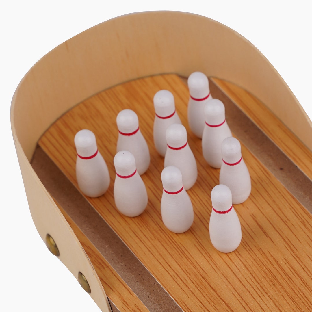 Mini Bowling Set Wooden Tabletop Bowling Game Desk Toys Etsy