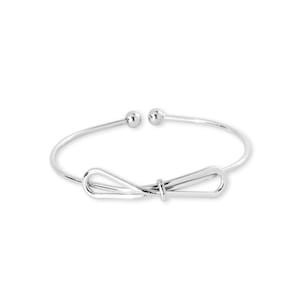 Pulsera de lazo de plata, brazalete de lazo, pulsera de dama de honor, joyería de lazo, pulsera inicial, brazalete inicial, pulsera de amistad imagen 1