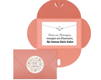 Geschenk für Die Mutter der Bräutigams, Anker Armband in silber, gold oder roségold, Umschlag in pink, Best Mom Sticker, Geschenk Hochzeit