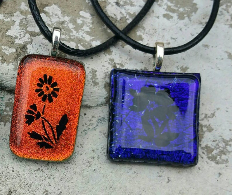 Fused Glass NecklaceDichroic Glass PendantsPurple Pendant Etsy