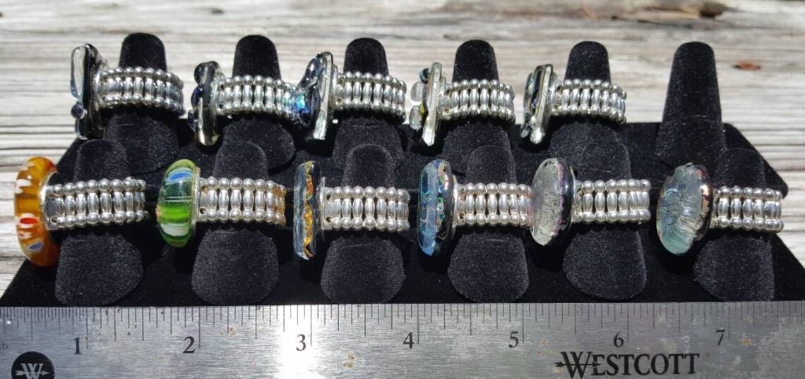 Fused Glass Stretch Rings Self Adjusting Ring Purple Ring Etsy