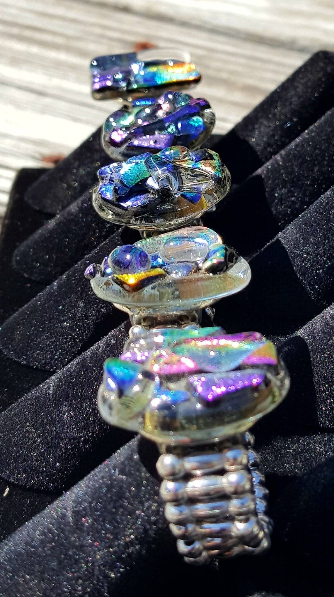 Fused Glass Stretch Rings Self Adjusting Ring Purple Ring Etsy