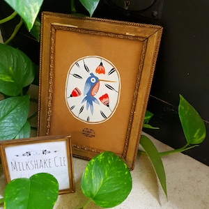 Original painting, on paper, blue bird, cute, hummingbird, exotic, tropical, acrylic, unique piece, illustration, drawing, medallion