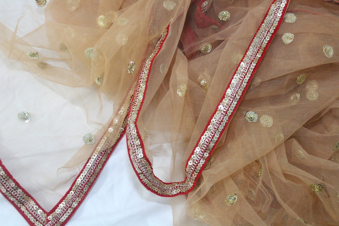 Dupatta with tassels Pink Net Dupatta with Golden Sequin Etsy